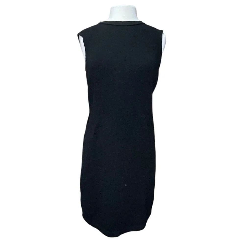 ST. John Basics Santana Knit Sweater Sheath Dress Black 10 FLAW